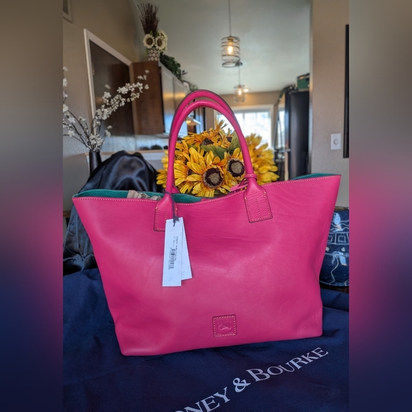 Dooney & Bourke Handbags - FUSHIA Dooney and Burke Medium Russel Tote Florentine Leather NWT